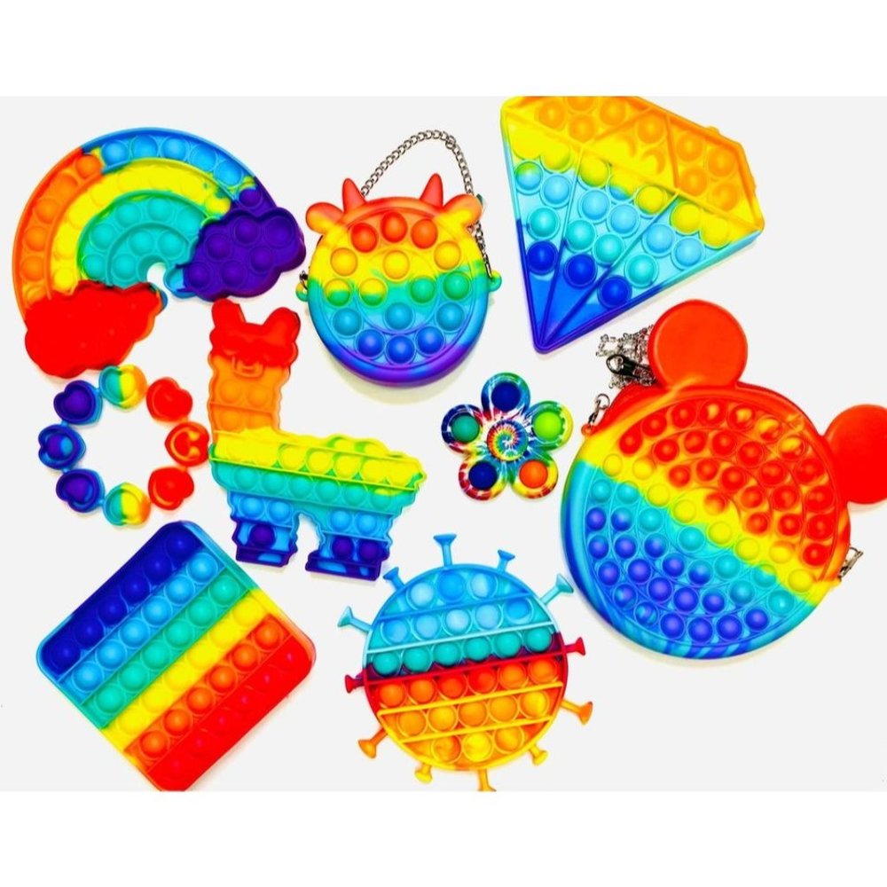 Rainbow popit/popper/fidget collection (9 pieces - new)